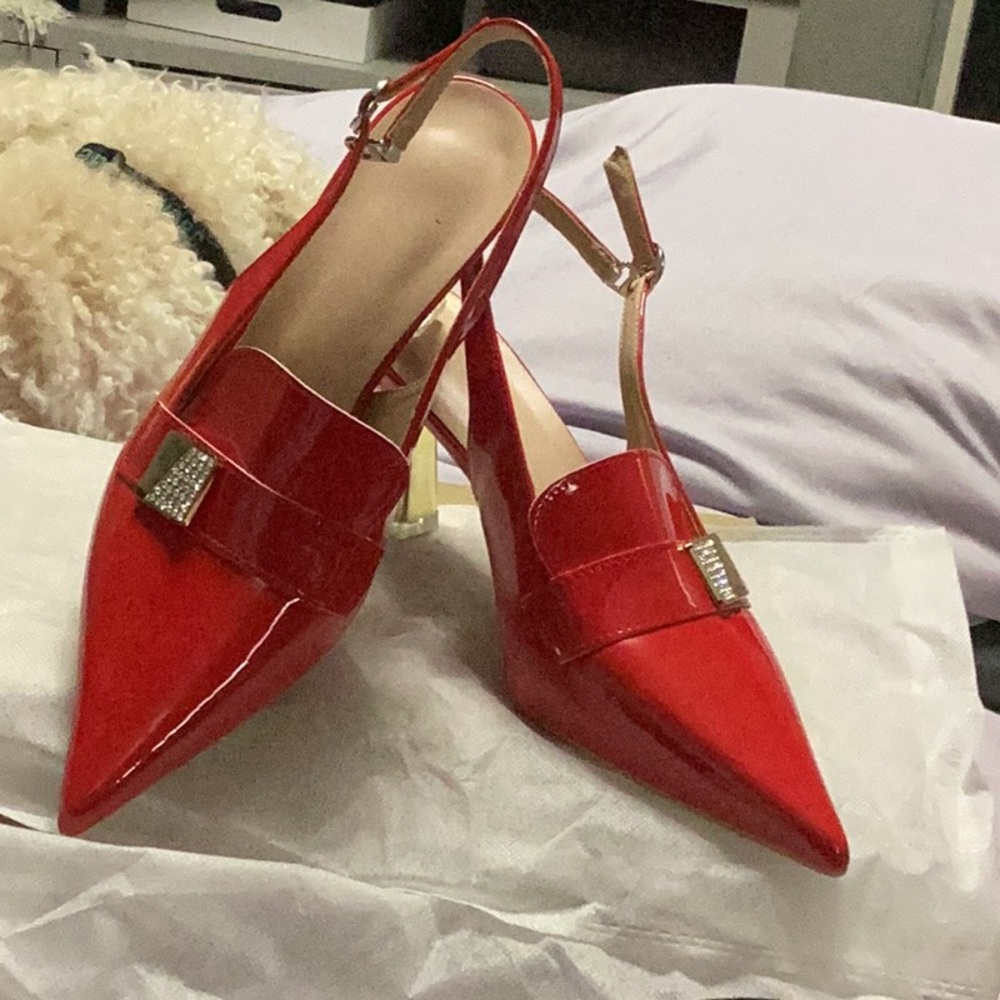 Elegant Red Patent Slingback Heels size 8.5/9